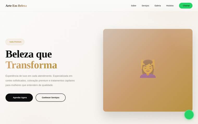 Página inicial do site Arte Em Beleza