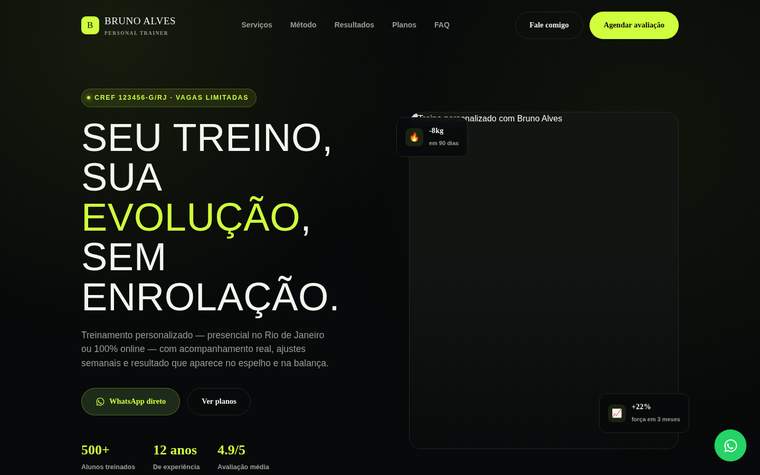 Página inicial do site Bruno Alves