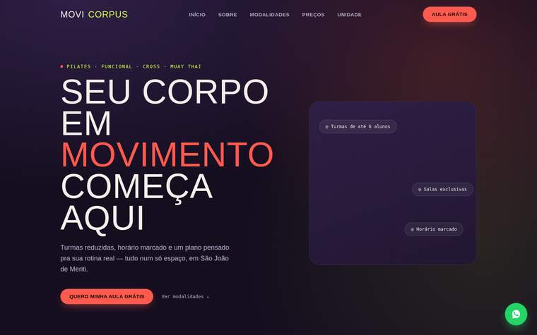 Página inicial do site Studio Movicorpus